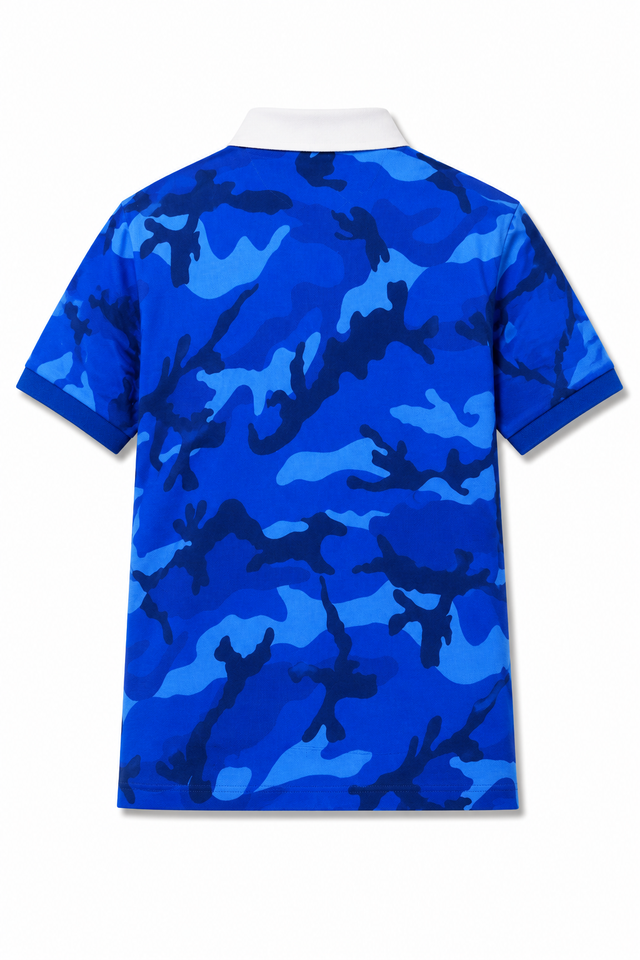 Valentino Men’s Blue Camouflage Logo Polo Shirt