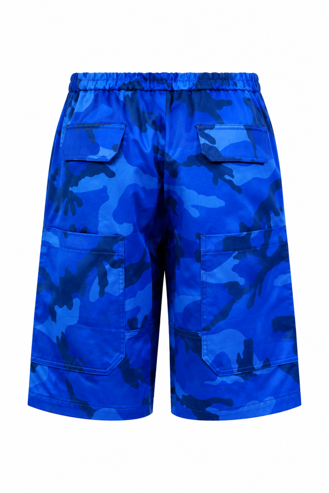 Valentino Garavani Blue Camouflage Cargo Shorts