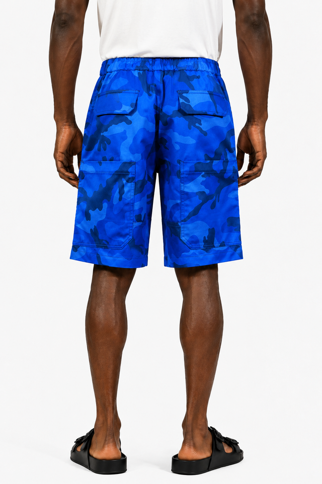 Valentino Garavani Blue Camouflage Cargo Shorts