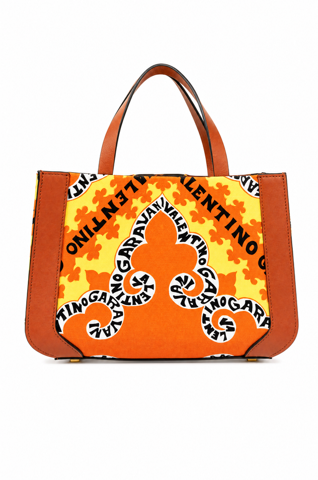Valentino Garavani VLogo Small Printed Canvas and Leather Tote Bag