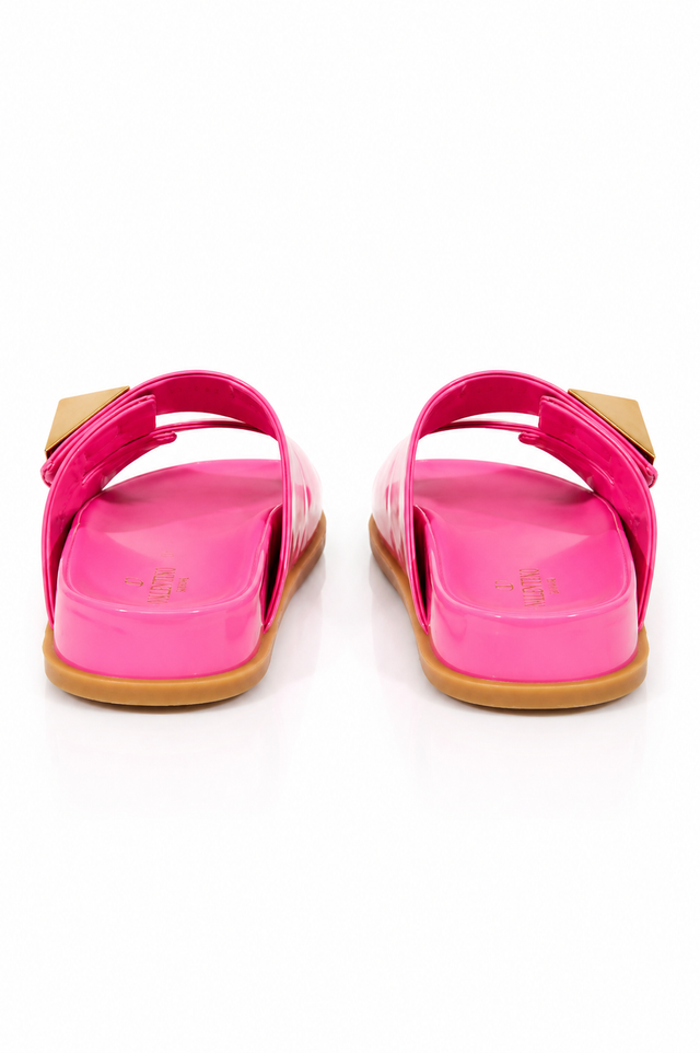 Valentino Garavani Maxi Roman Stud Slide Sandals in Hot Pink