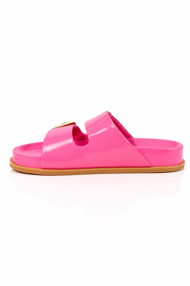 Valentino Garavani Maxi Roman Stud Slide Sandals in Hot Pink