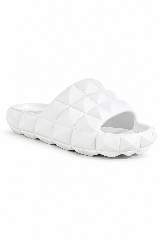 Valentino Garavani One Stud Rubber Slide Sandals in White