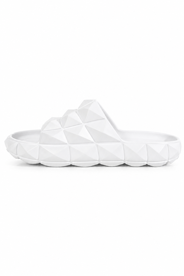 Valentino Garavani One Stud Rubber Slide Sandals in White