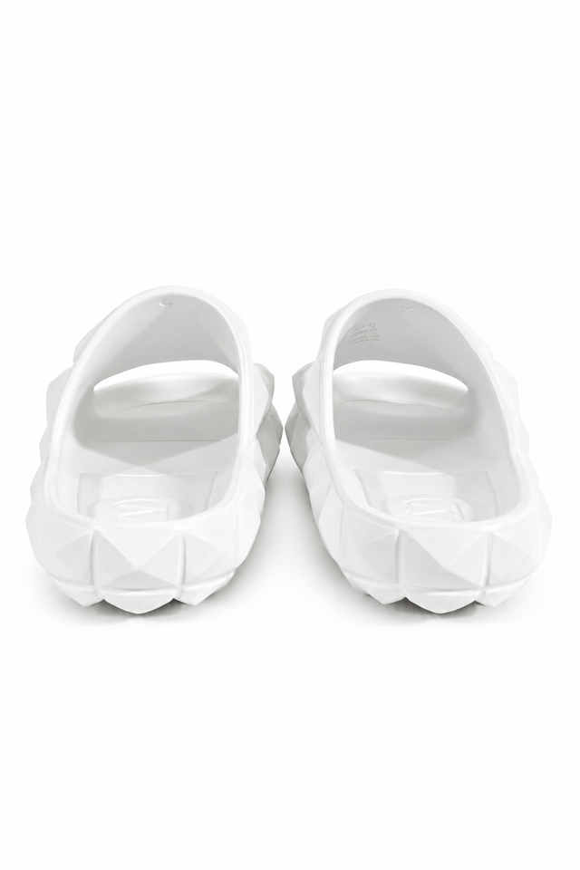 Valentino Garavani One Stud Rubber Slide Sandals in White