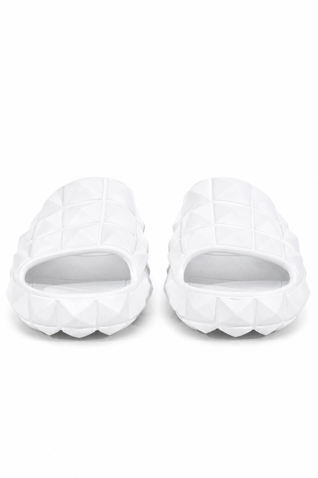 Valentino Garavani One Stud Rubber Slide Sandals in White