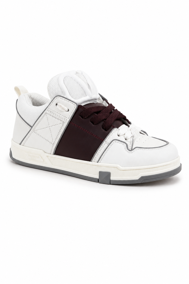 Valentino Garavani Panel Low-Top Sneakers – Burgundy, Black & Blue