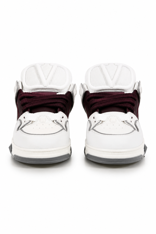 Valentino Garavani Panel Low-Top Sneakers – Burgundy, Black & Blue