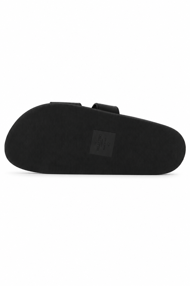 Valentino Garavani VLogo Double Strap Leather Slides – Black