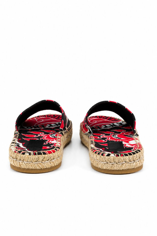 Valentino Garavani Graphic Logo Espadrille Slide Sandals – Red, Black & White