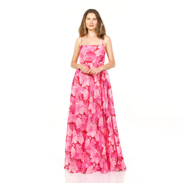 Mikael Aghal Vibrant Pink Floral Maxi Dress