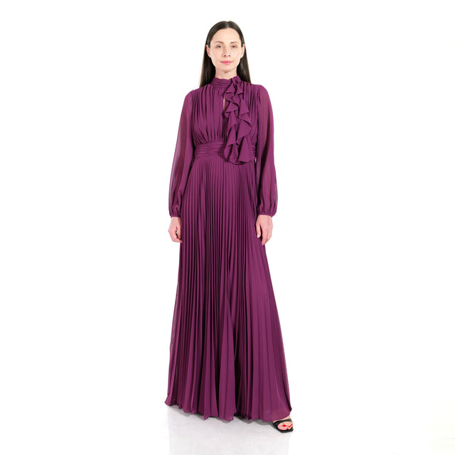 Mikael Aghal Pleated Ruffle Gown