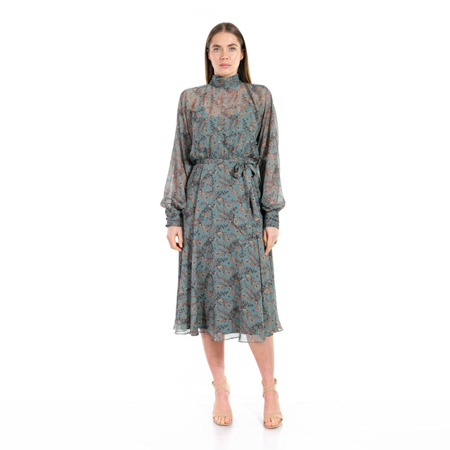 Mikael Aghal Vintage Floral Midi Dress