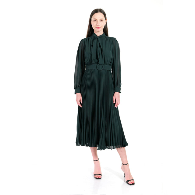 Mikael Aghal Chiffon Pleated Midi Dress