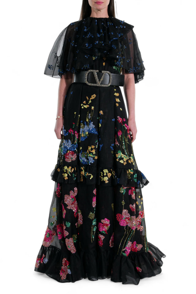 Valentino Midnight Garden Sequin Embellished Gown