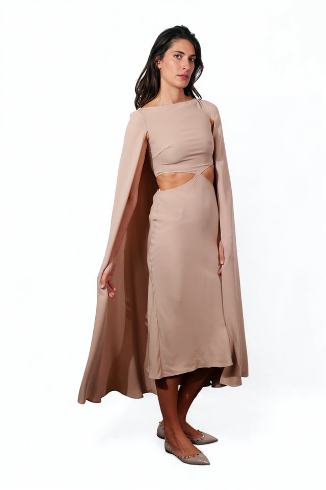 Valentino Cape-Back Cutout Gown in Blush