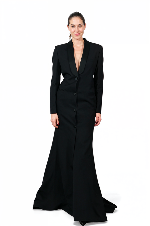 Valentino Black Tailored Tuxedo Gown