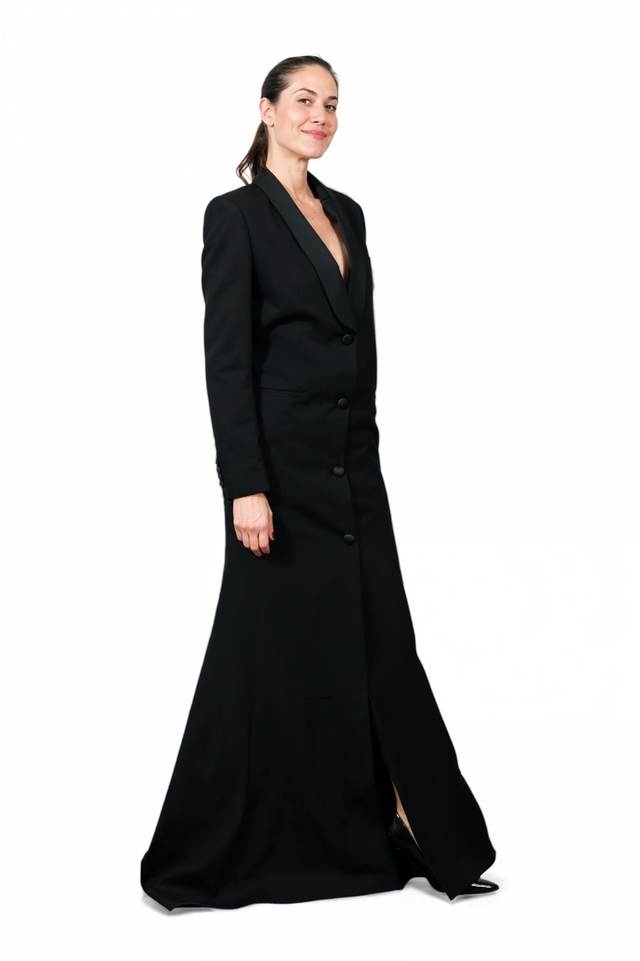 Valentino Black Tailored Tuxedo Gown