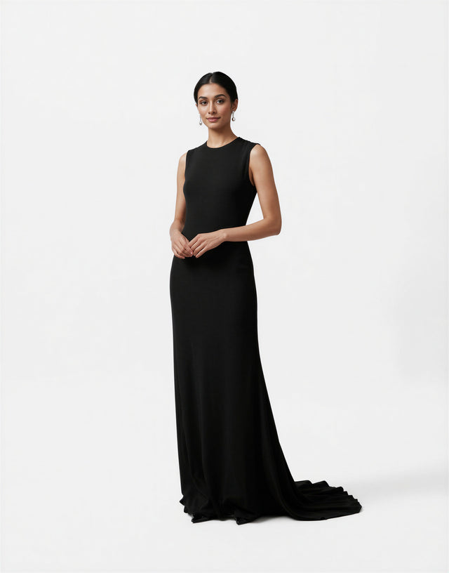 Valentino Black Sleeveless Column Evening Gown