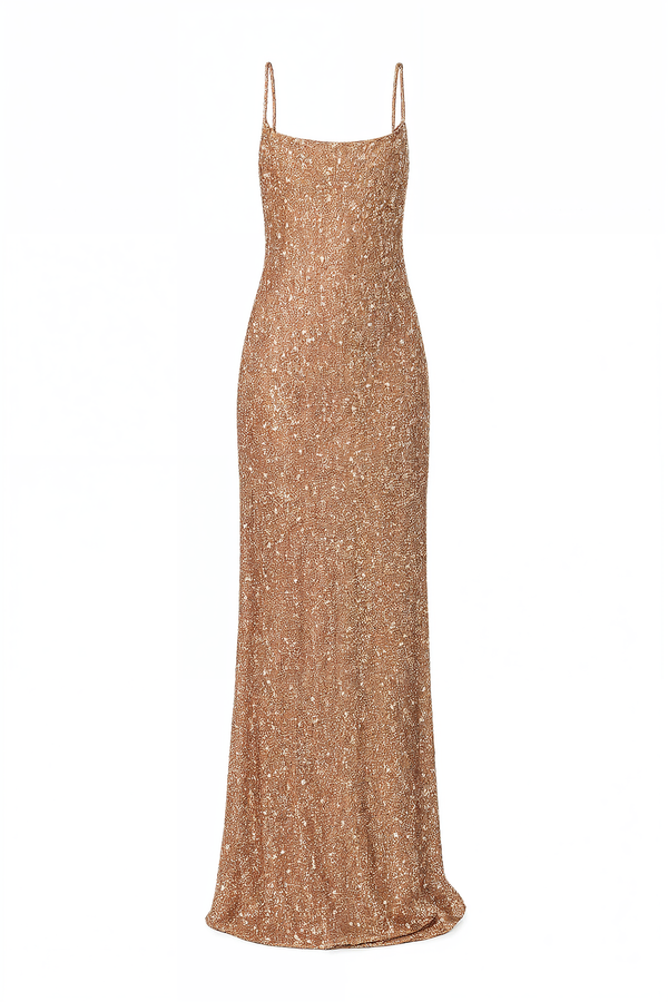 Valentino Rose Gold Sequin Column Gown
