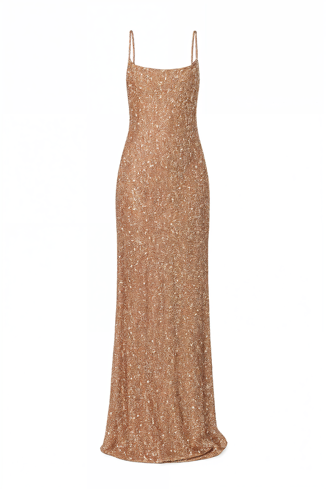 Valentino Rose Gold Sequin Column Gown