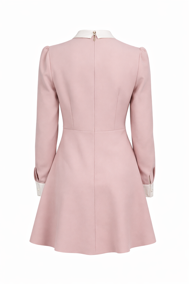 Red Valentino Contrast Collar Bow Mini Dress in Blush Pink