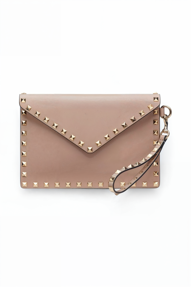 Valentino Garavani Rockstud Leather Envelope Clutch