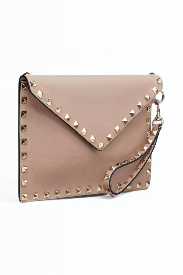 Valentino Garavani Rockstud Leather Envelope Clutch