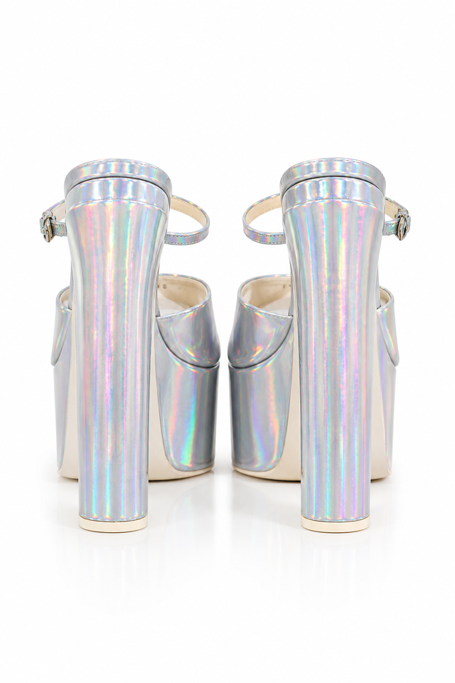 Valentino Garavani Holographic Platform Mule Sandals