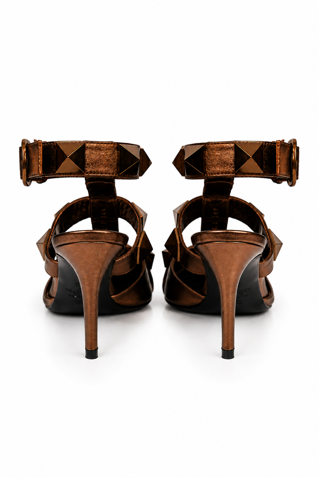Valentino Garavani Roman Stud Metallic Bronze Slingback Pumps