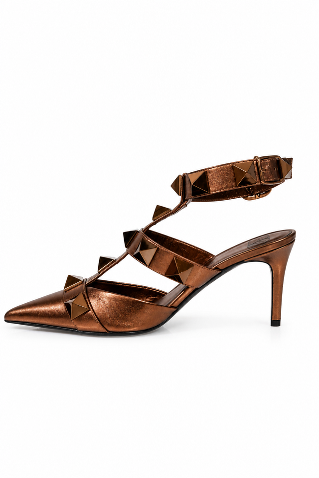 Valentino Garavani Roman Stud Metallic Bronze Slingback Pumps