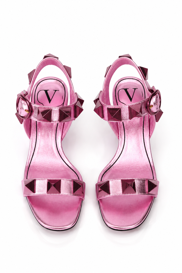 Valentino Garavani Roman Stud Metallic Sandals