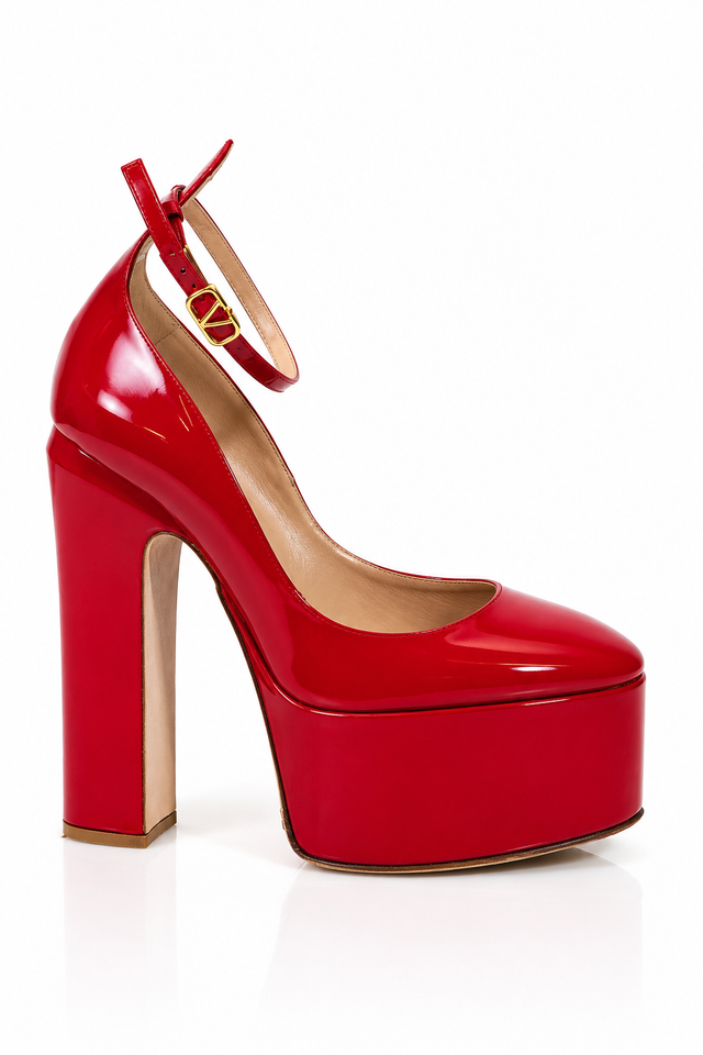 Valentino Garavani Patent Leather Platform Mary Jane Pumps – Red