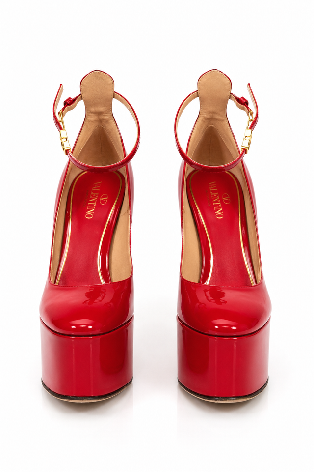 Valentino Garavani Patent Leather Platform Mary Jane Pumps – Red