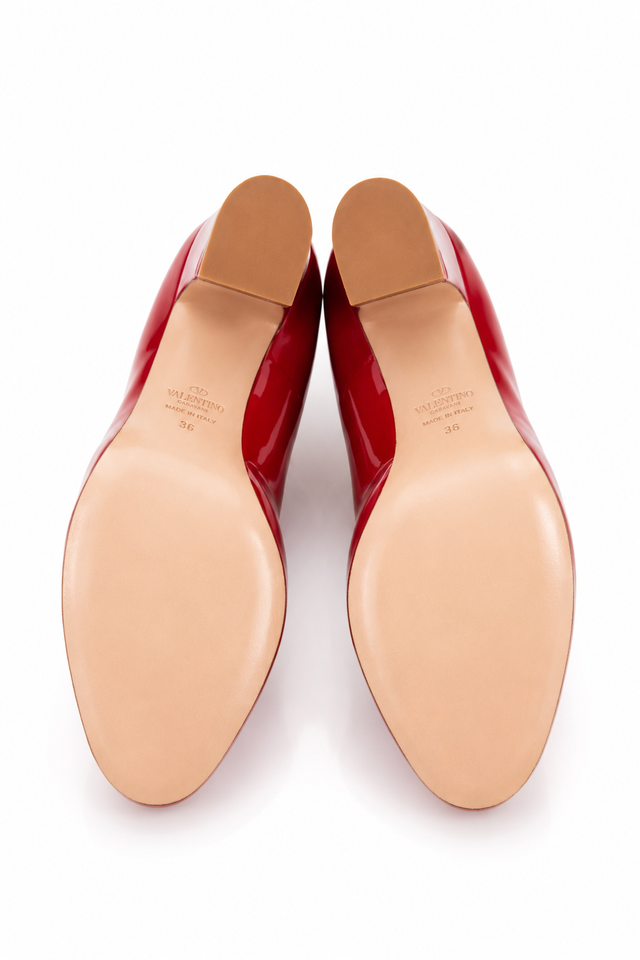 Valentino Garavani Patent Leather Platform Mary Jane Pumps – Red