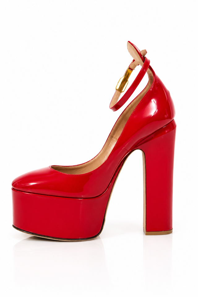 Valentino Garavani Patent Leather Platform Mary Jane Pumps – Red