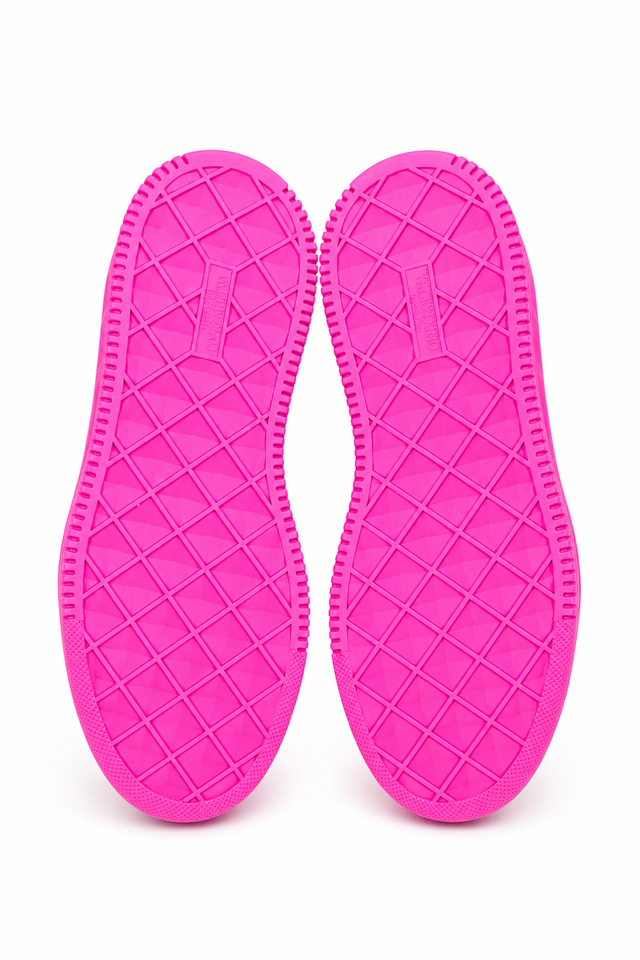 Valentino Garavani Platform Sneakers in Neon Pink Leather