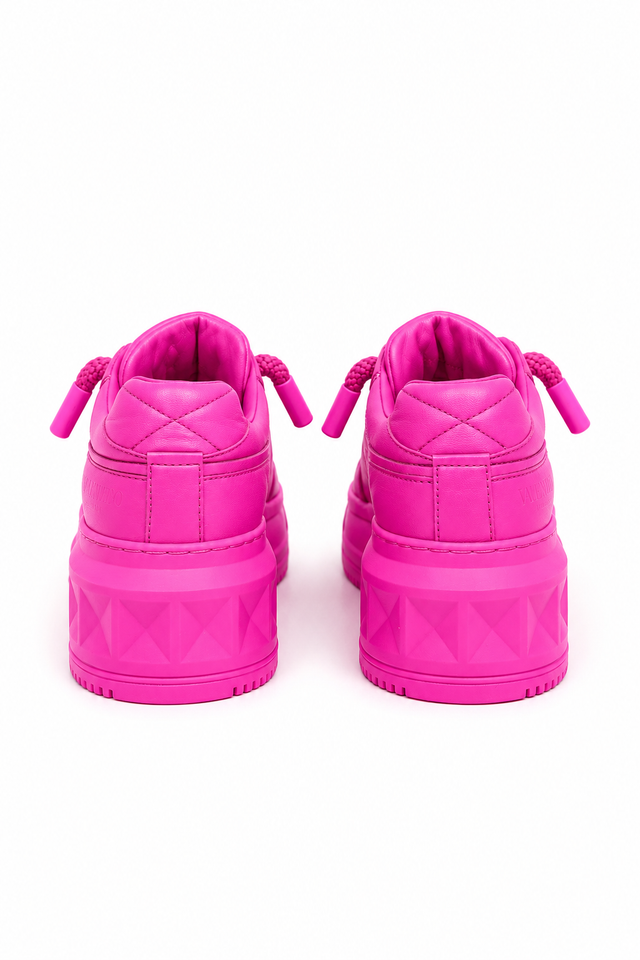 Valentino Garavani Platform Sneakers in Neon Pink Leather