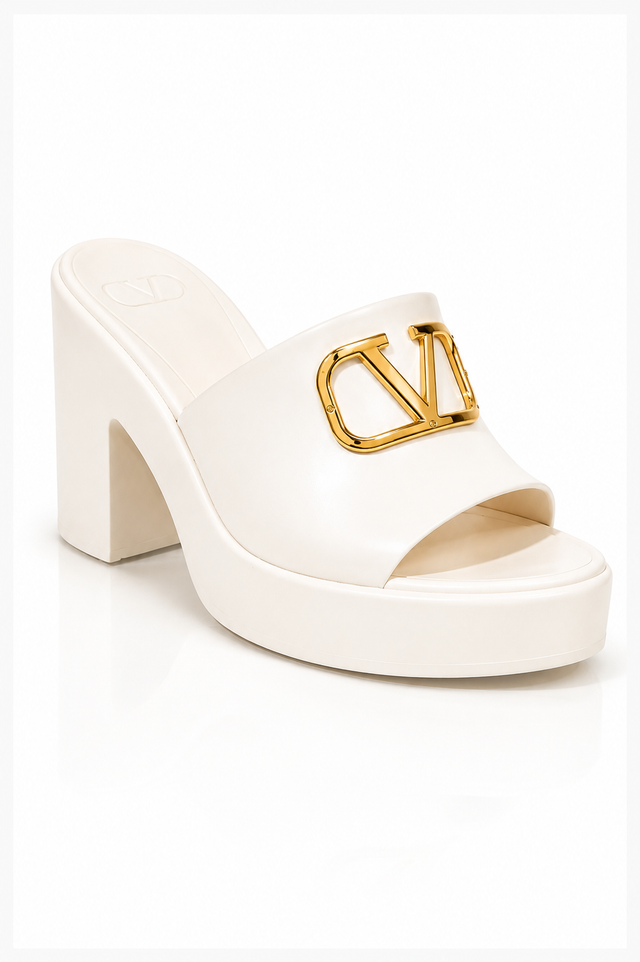 Valentino Garavani VLogo Signature Platform Slide Sandals Black/White