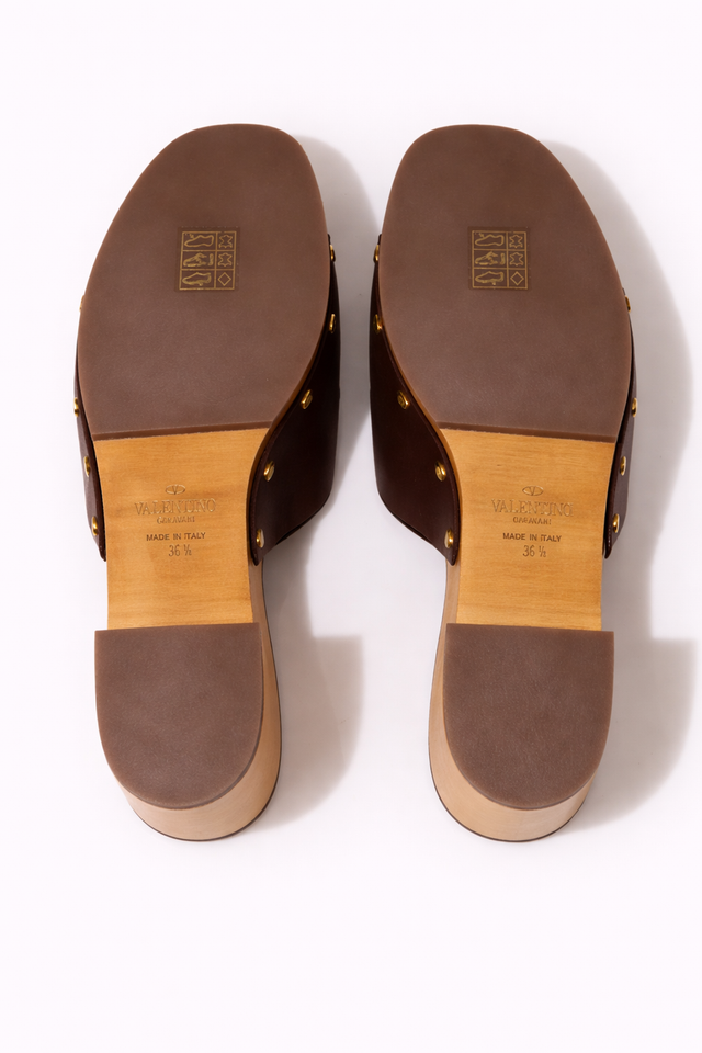 Valentino Garavani Chain Detail Platform Mule Sandals – Brown