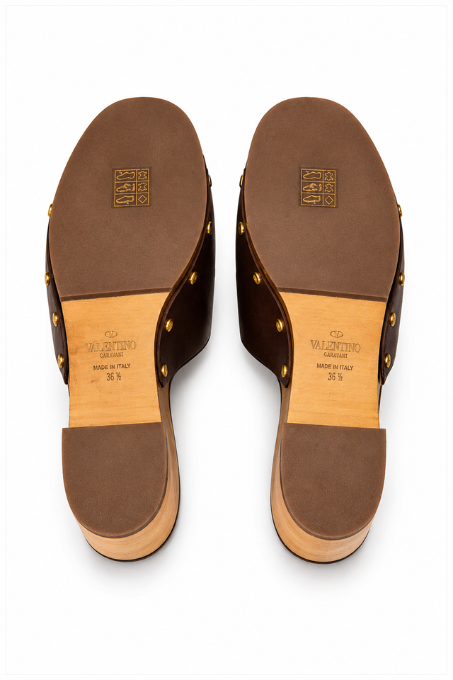 Valentino Garavani Chain Detail Platform Mule Sandals – Brown