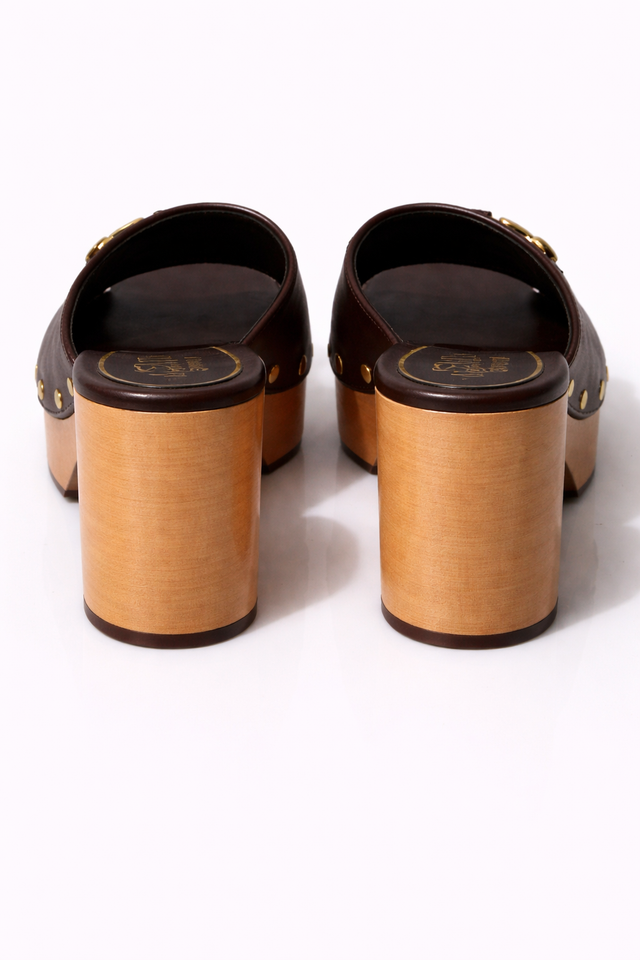 Valentino Garavani Chain Detail Platform Mule Sandals – Brown