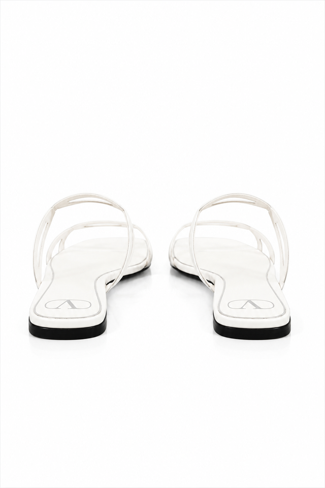 Valentino Garavani VLogo Resin Flat Sandals White