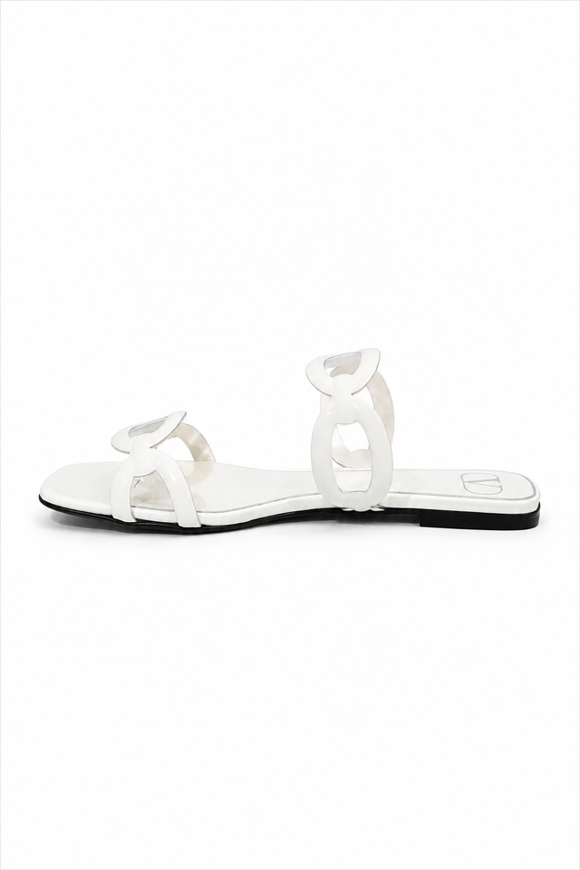 Valentino Garavani VLogo Resin Flat Sandals White