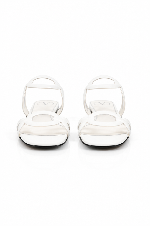 Valentino Garavani VLogo Resin Flat Sandals White
