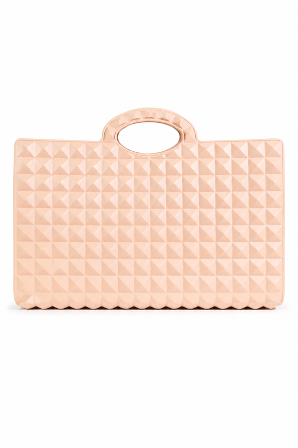 Valentino Garavani Roman Stud Rubber Tote Bag in Blush