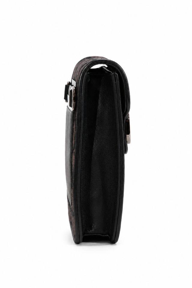 Valentino Garavani Toile Iconographe VLogo Phone Crossbody Pouch – Dark Brown/Black