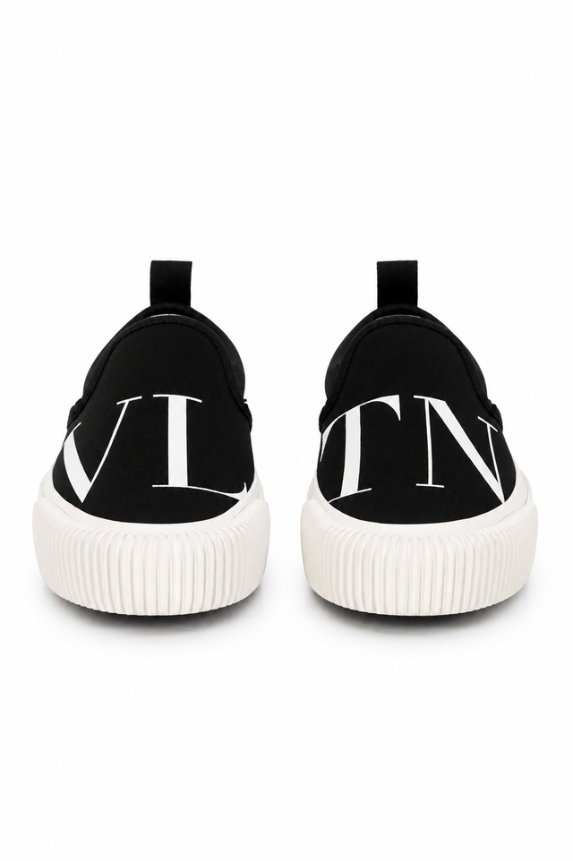 Valentino Garavani VLTN Canvas Slip-On Sneakers – Black & White