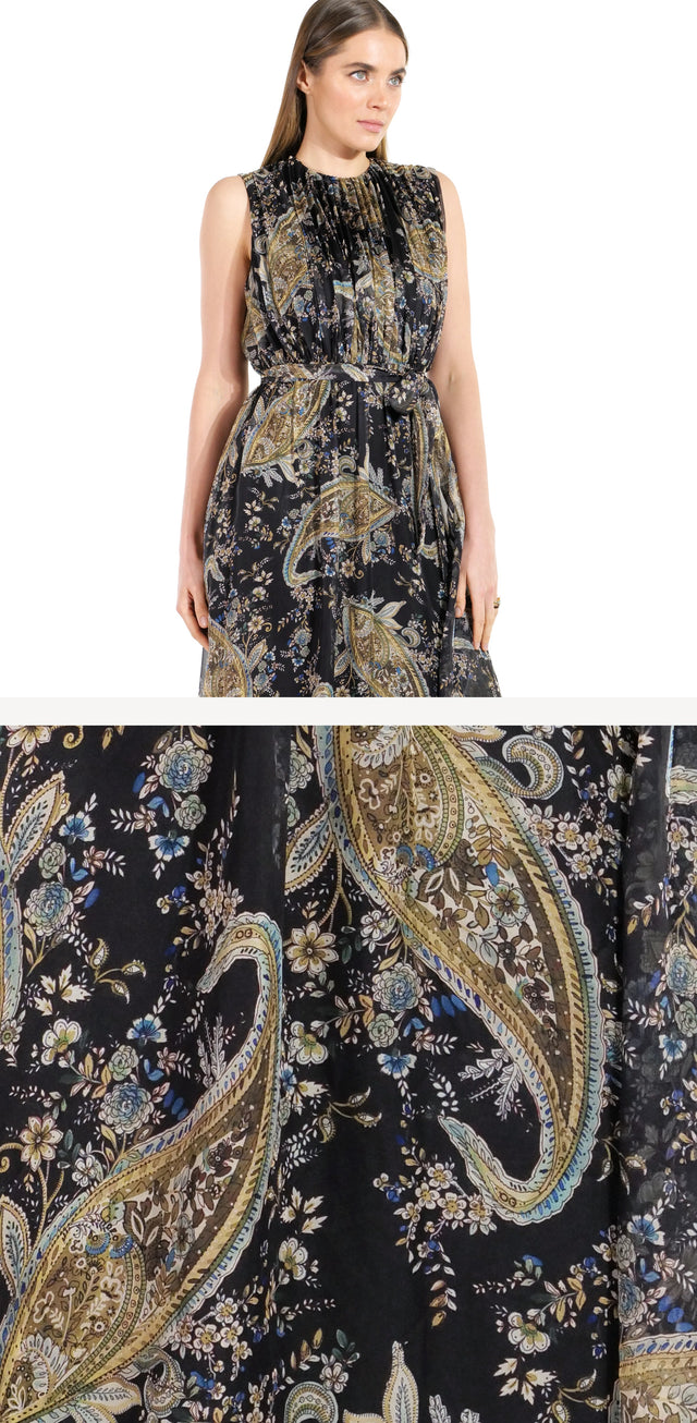 Mikael Aghal Nocturne Paisley Maxi Dress