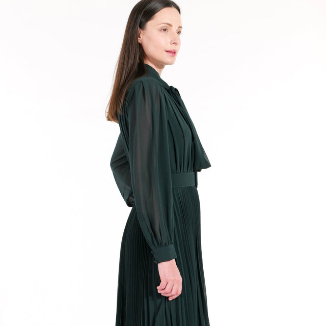 Mikael Aghal Chiffon Pleated Midi Dress